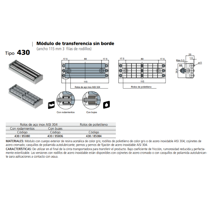 MODULO TRANSFERENCIA 3 RODILLOS L115 C043085084