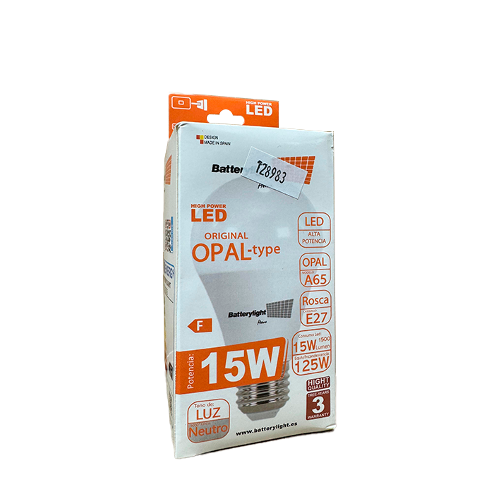 Bombilla Opal A65 E27 15W 1500Lm