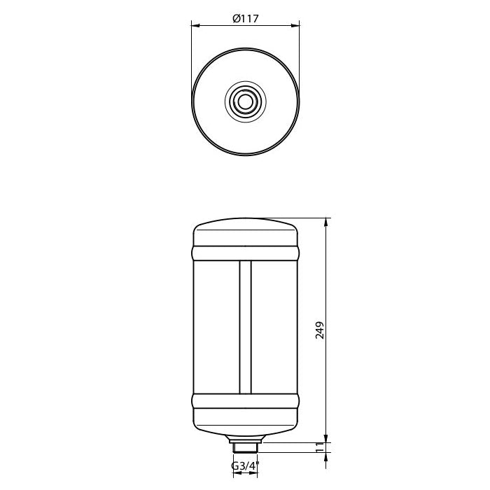 Calderín de aluminio para vacío o presión de 2L CALVAL2L