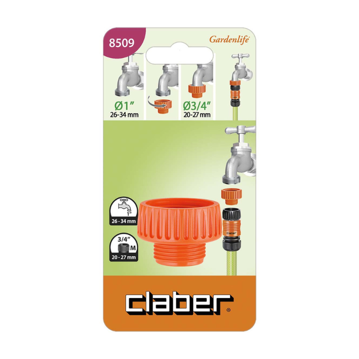 Adaptador de Grifo Claber 1" H - 3/4" M | Cód. 8509