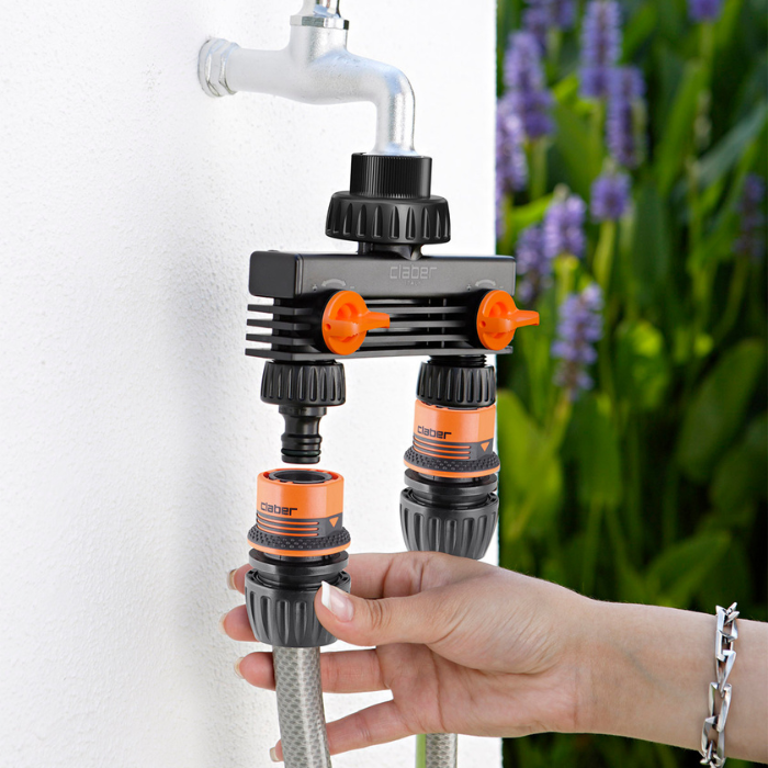 Toma de 2 Vías Claber Rosca 3/4" Macho | Distribuidor | 8589