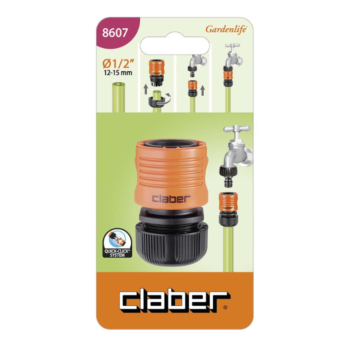 Conector Automático Claber 1/2" | Empalme Rápido | Cód. 8607