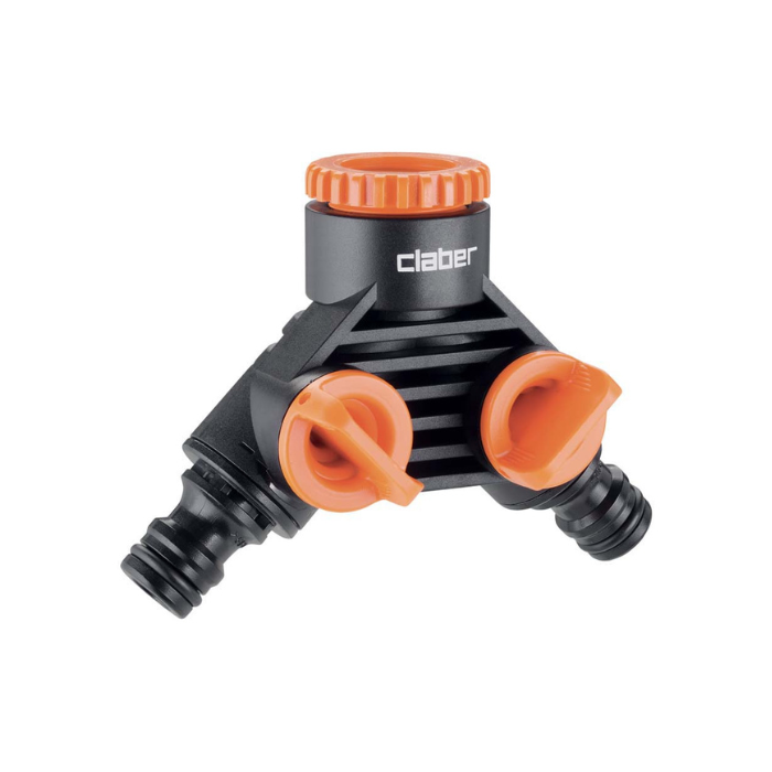Conector de Doble Toma Claber 2 Vías | 1/2" y 3/4" | Cód. 8599