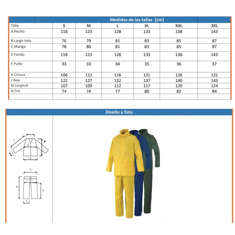 Conjunto impermeable poliéster/PVC Amarillo 01700