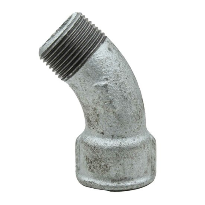 Curva 45º Galvanizada Macho-Hembra | Hierro Maleable | PN25