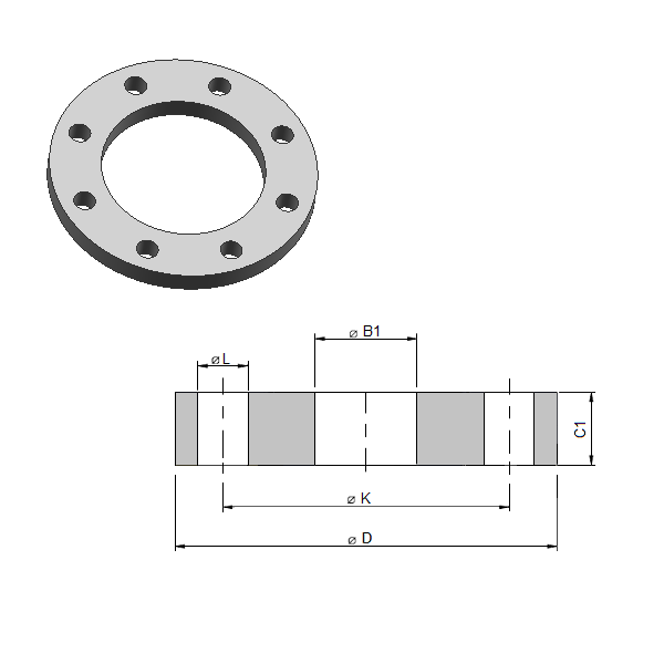 Brida plana Hierro EN 1092-1 01 PN-10 DN-300