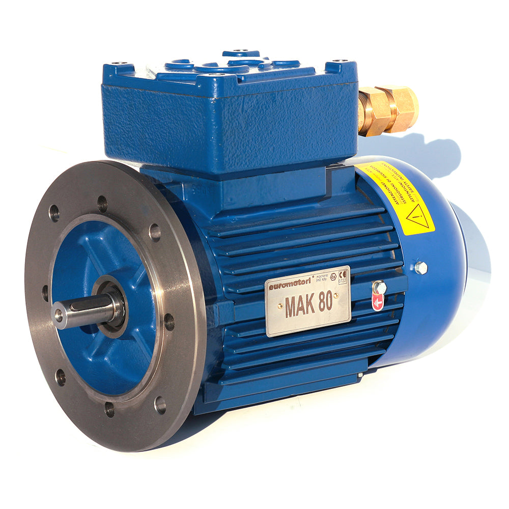 Motor Trifásico Euromotori IE3 Ex db B3 3000rpm 2/4 Polos 1,1kW 1,5CV 80A