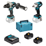 Kit Combo Makita DLX2590TJ | DHP492 + DTW300 + DC18RC + 2x5Ah