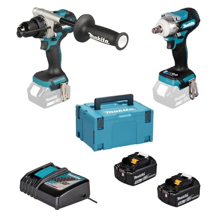 Kit Combo Makita DLX2590TJ | DHP492 + DTW300 + DC18RC + 2x5Ah
