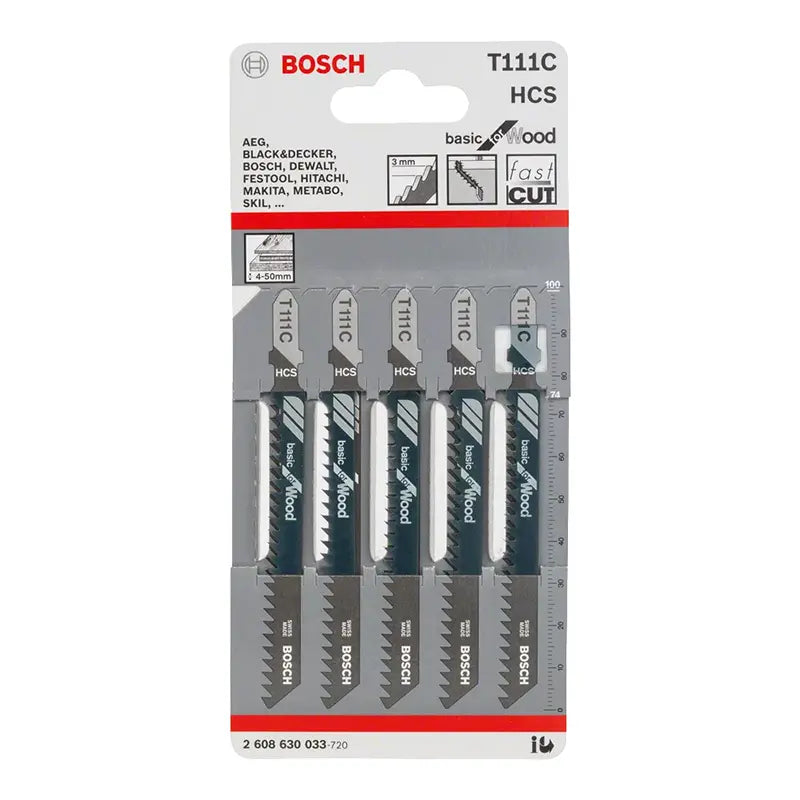 Juego de 5 Hojas de Sierra de Calar Bosch T 111 C Basic for Wood