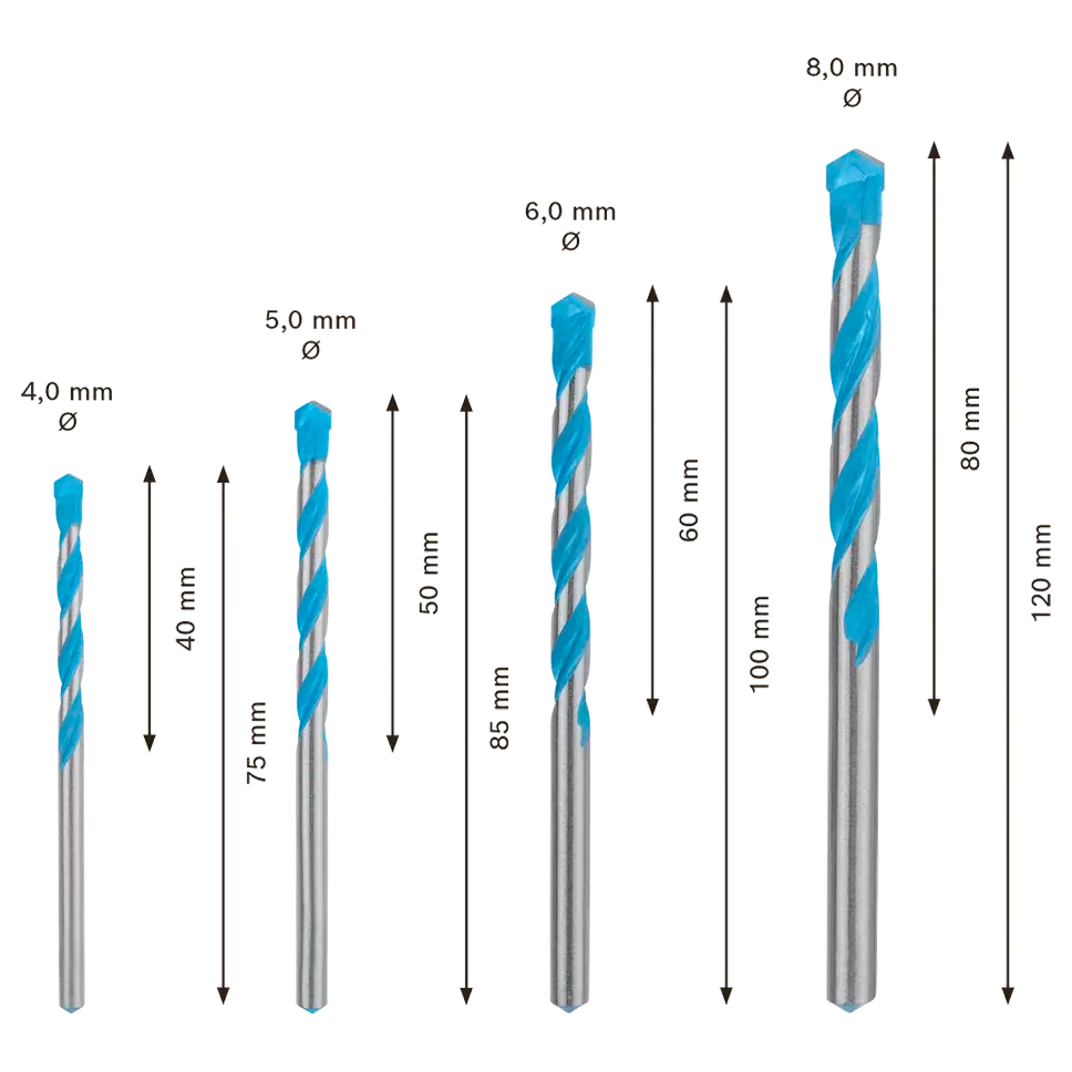 Set de 4 brocas Bosch EXPERT CYL-9 MultiConstrucción 4-5-6-8