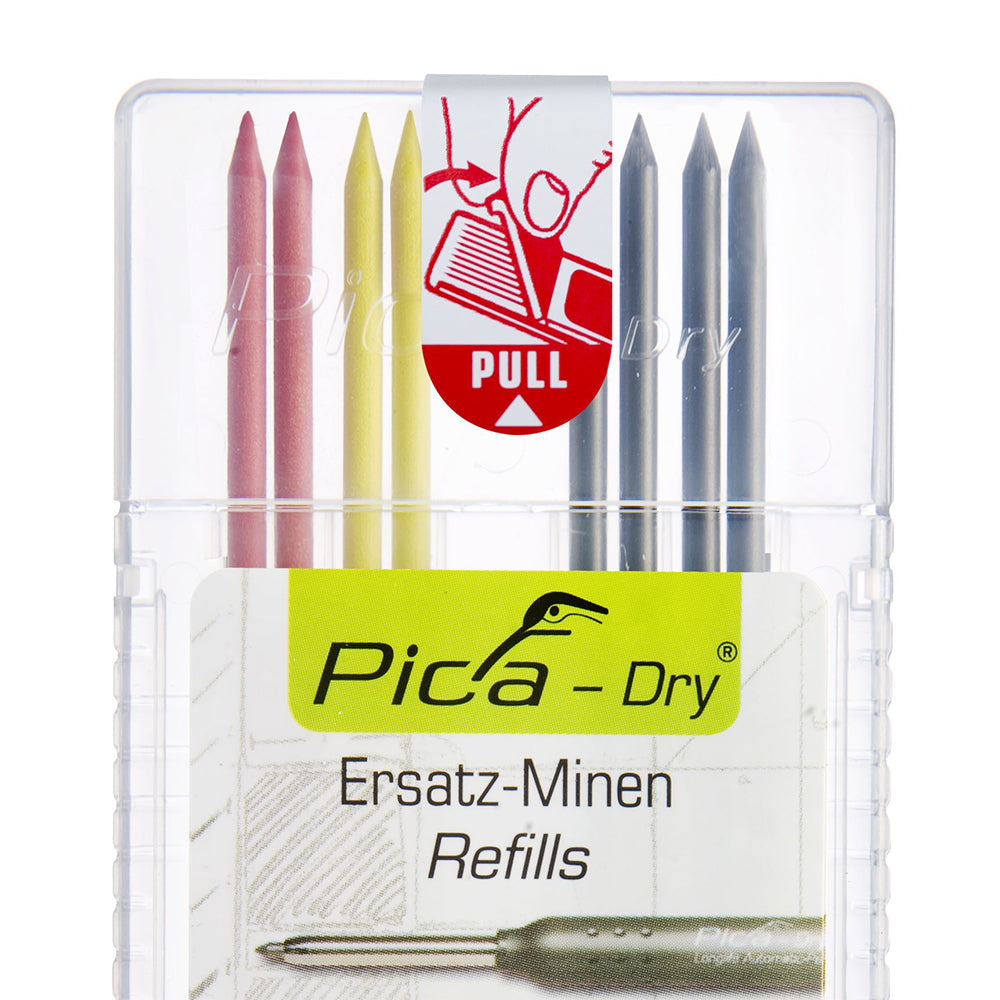 Estuche de 8 minas | grafito-rojo-amarillo | recambio para Pica-Dry 4020