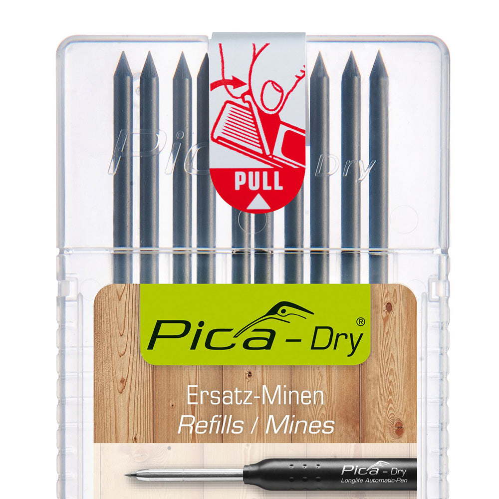 Estuche 10 minas Dry Grafito H para marcados finos PICA 4050/SB