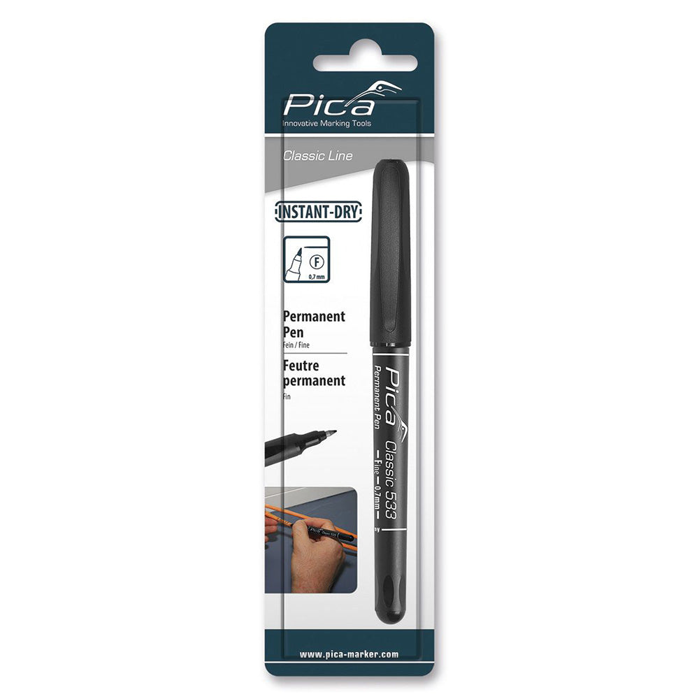 Marcador negro permanente con punta fina PICA Classic 533/46