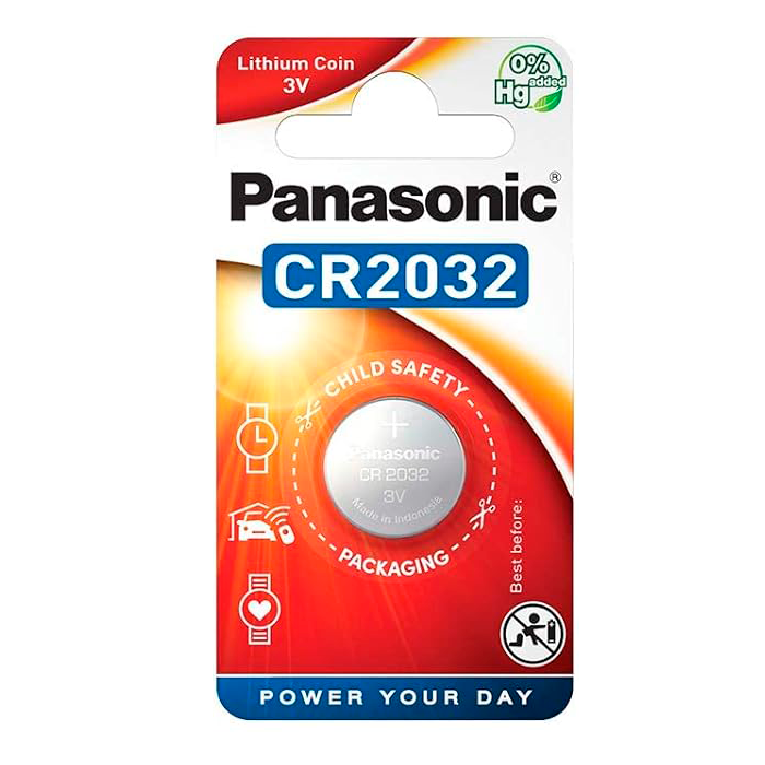 Blister 1 Pila de Botón Litio Panasonic CR2032 3V