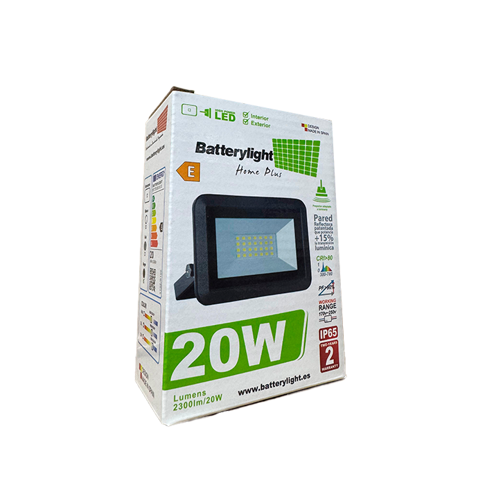 Proyector IP65 Luz Fría 20W 2300Lm 5500ºK