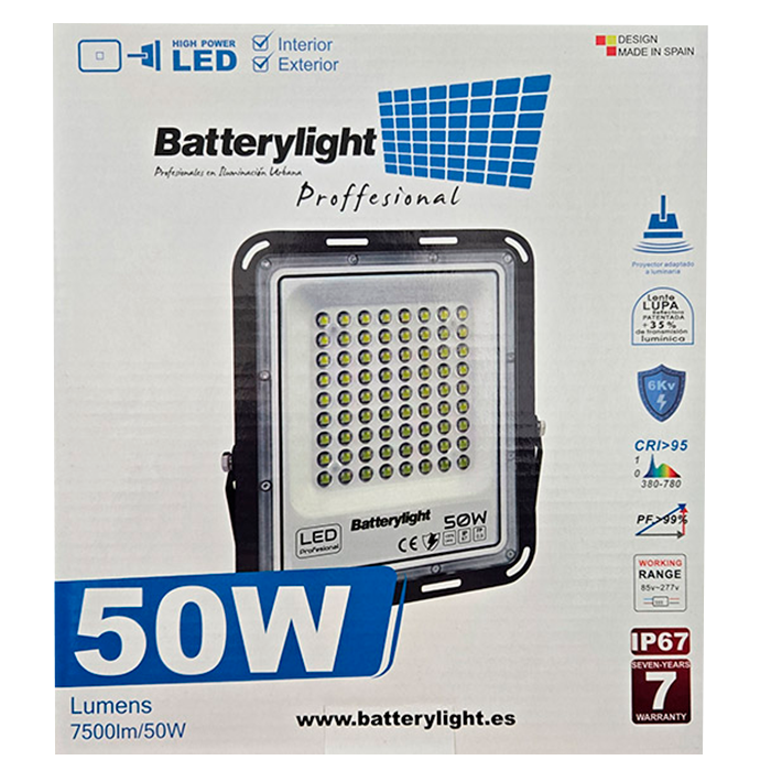 Proyector IP67 Luz Cálida 50W 7500Lm 3200ºK