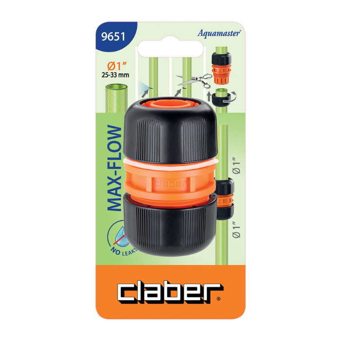 Reparador de Manguera Claber 1" Max-Flow | Gran Caudal | 9651