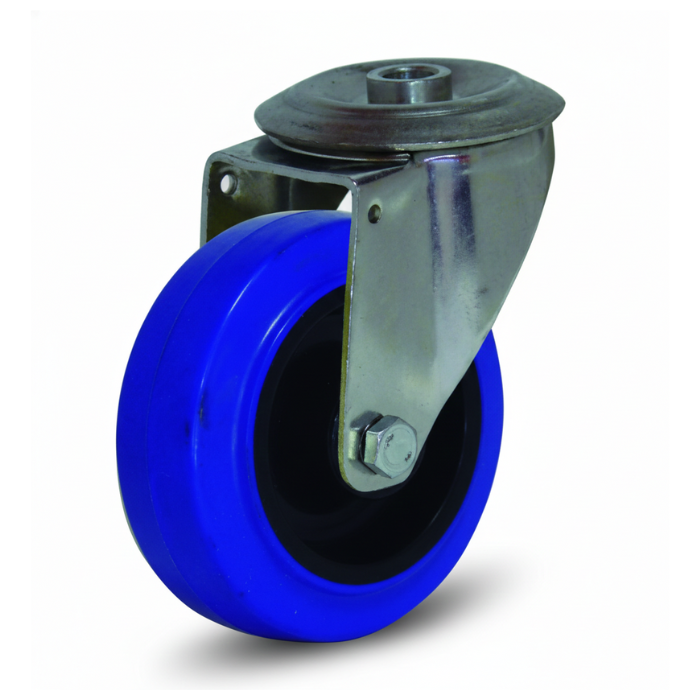 Rueda Gayner Inox 100mm | Ref. 34-100/24 | Caucho Azul | Carga 150kg