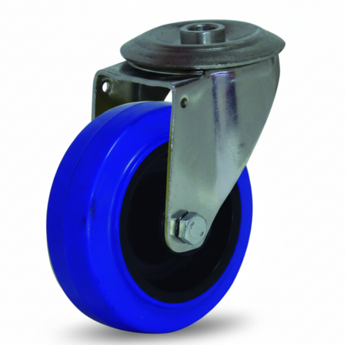 Rueda Gayner Inox 80mm | Ref. 34-100/08 | Caucho Azul | Carga 120kg