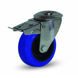 Rueda Gayner Inox 125mm con Freno | Ref. 34-102/46-FD | Caucho Azul
