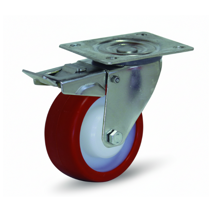 Rueda Gayner Inox 125mm con Freno | Ref. 34-102/56-FD | Poliuretano