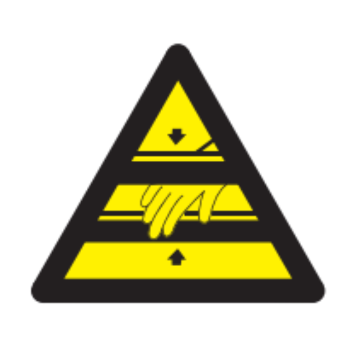 Señal Adhesiva Peligro Atención Manos | Triangular 90 mm