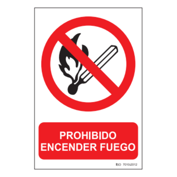 Señal de PVC Prohibido Encender Fuego | 210 x 300 mm | Alta Visibilidad