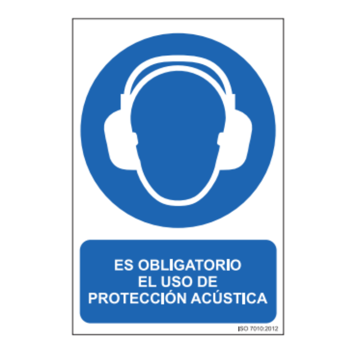 Señal PVC Uso Obligatorio Protección Acústica | 210 x 300 mm
