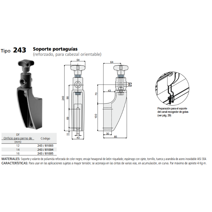 Soporte Barandilla D12 LA9 REF C024381003