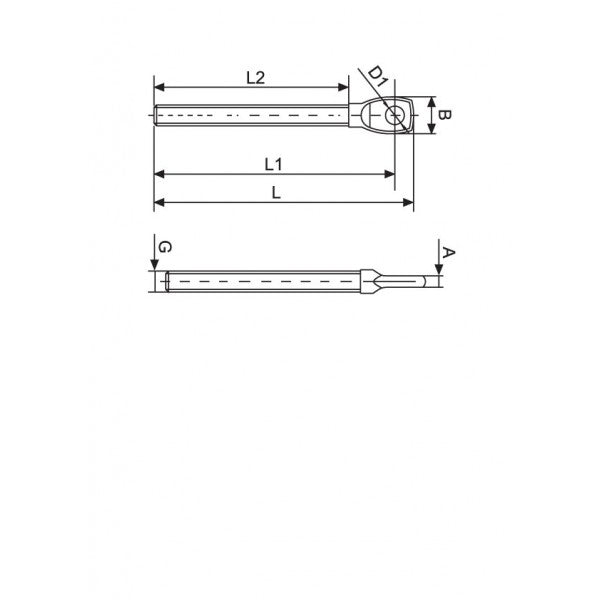 Terminal centrado derecha M-6 inox A-316