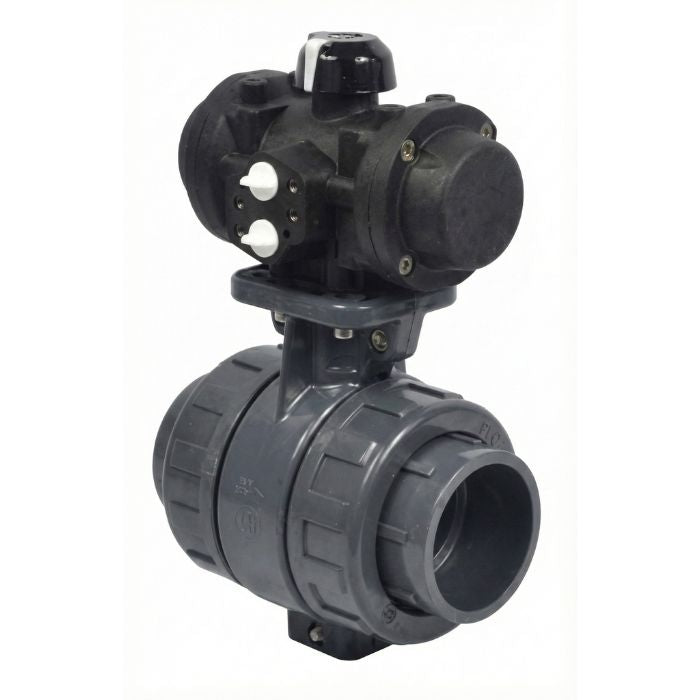 Válvula Bola PVC Actuador Neumático D/E Ø 63 DN50