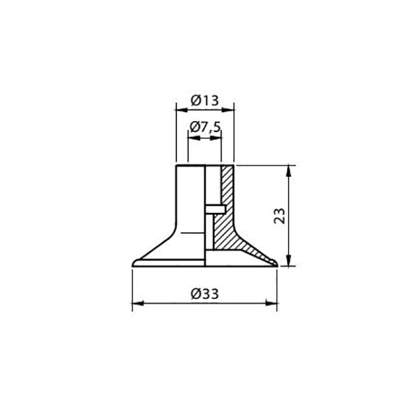 Ventosa de copa de diámetro 33 mm en material Nitrilico serie VC33NIT