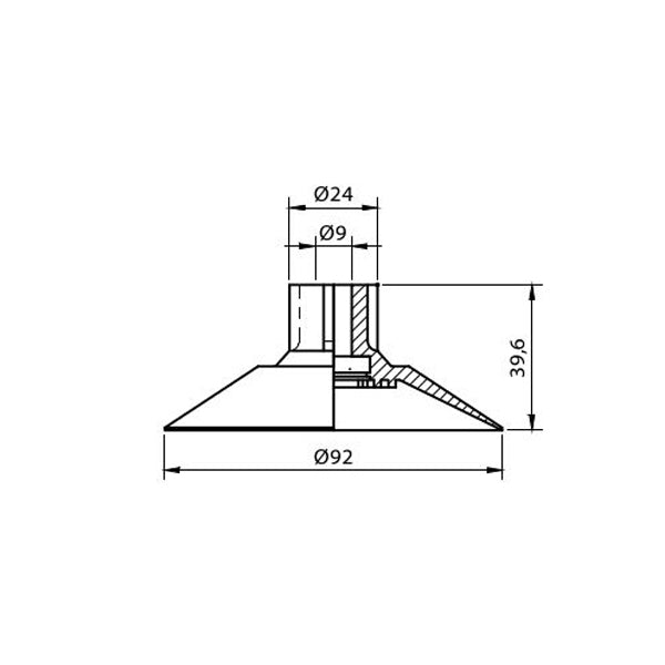 Recambio ventosa de copa de Ø94 mm. en poliuretano color naranja VC94PUR