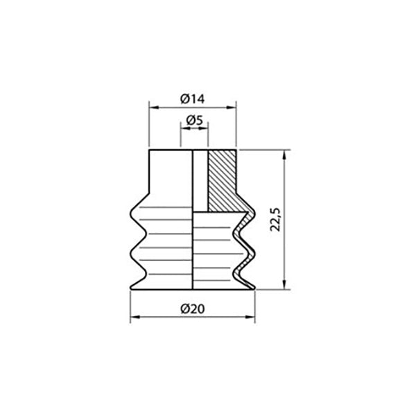 Recambio ventosa de fuelle de diámetro 20 mm en material Nitrílico serie VF20NIT