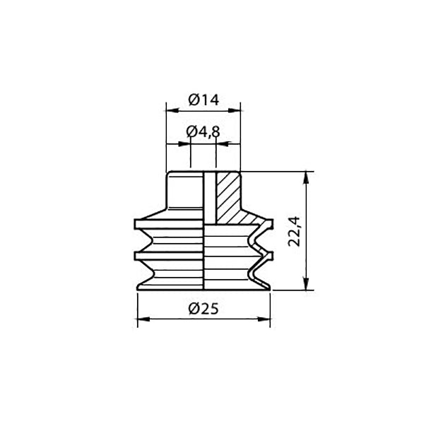 Ventosa de fuelle de diámetro 25 mm en Silicona serie VF25SB
