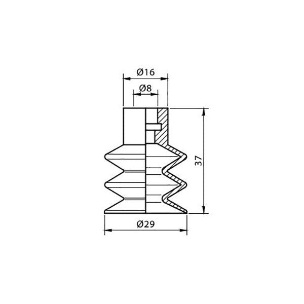 Ventosa de fuelle de diámetro 29 mm en material Nitrilico serie VF29NIT