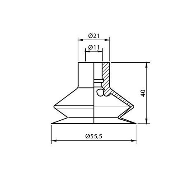 Recambio ventosa de fuelle de Ø56 mm. en poliuretano color naranja VF56PUR