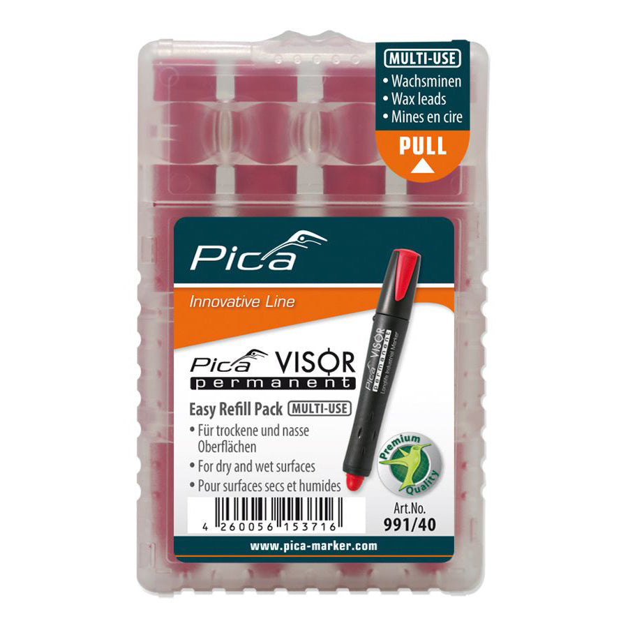 Estuche de 4 recambios rojos para marcador Pica Visor 991/40