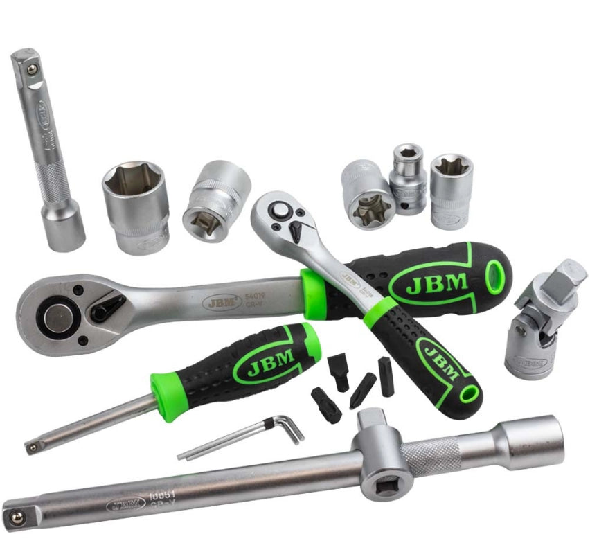 Jbm 53444 - Maleta de herramientas de aluminio 108 piezas vasos 1/2 cin