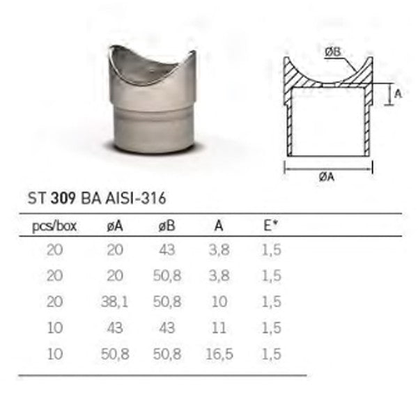 Soporte adaptador ST-309 A-316 BA 50,8X50,8