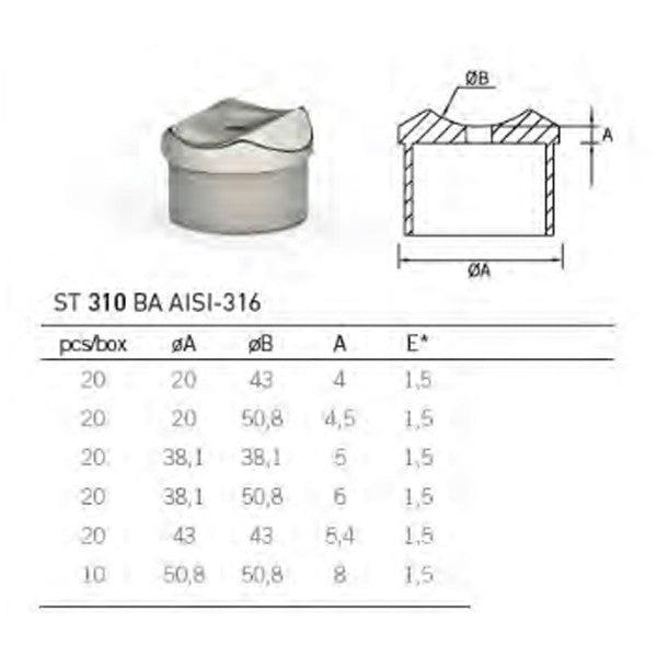 Soporte adaptador rebajado ST-310 A-316 BA 50,8X50,8